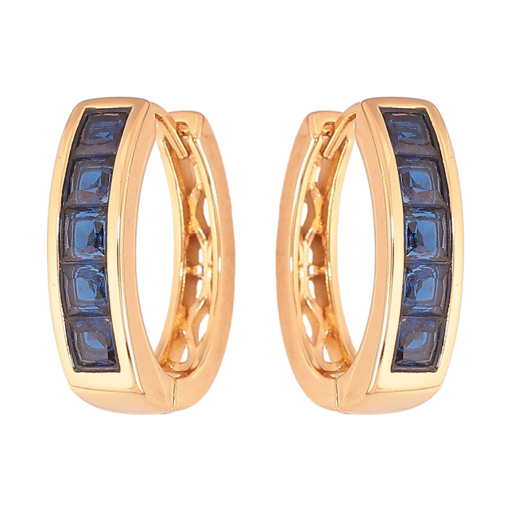 Сережки Xuping колір Позолота 18К колечка "Доріжки синіх кристалів" фото №7 Сережки Xuping колір Позолота 18К колечка "Доріжки синіх кристалів" фото №7