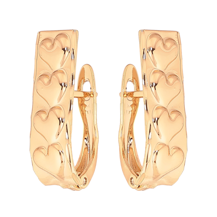 Серьги Xuping цвет Позолота 18К английський замок "Узор сердечки" фото №20 Серьги Xuping цвет Позолота 18К английський замок "Узор сердечки" фото №20