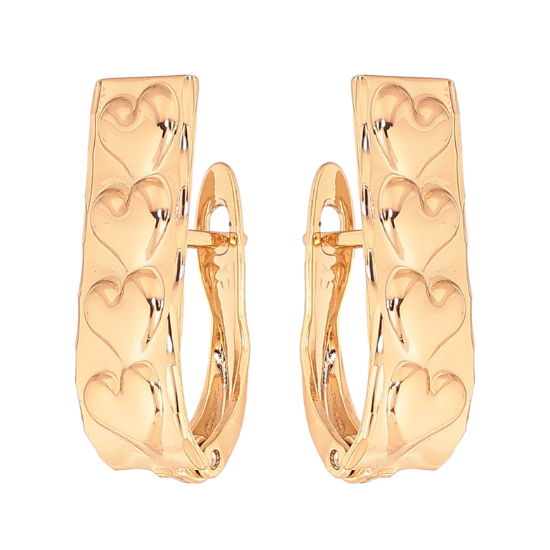 Сережки Xuping колір Позолота 18К англійський замок "Візерунок серця" фото №1