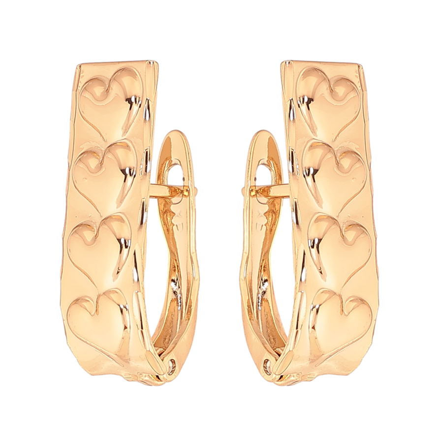 Сережки Xuping колір Позолота 18К англійський замок "Візерунок серця" фото №1