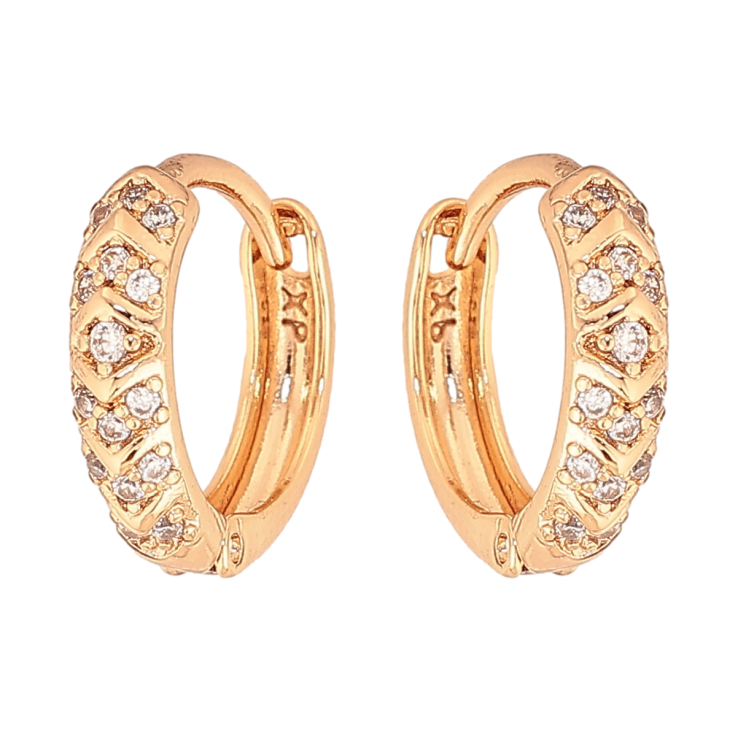 Сережки Xuping колір Позолота 18К колечка "Візерунок з кристалами" фото №15 Сережки Xuping колір Позолота 18К колечка "Візерунок з кристалами" фото №15