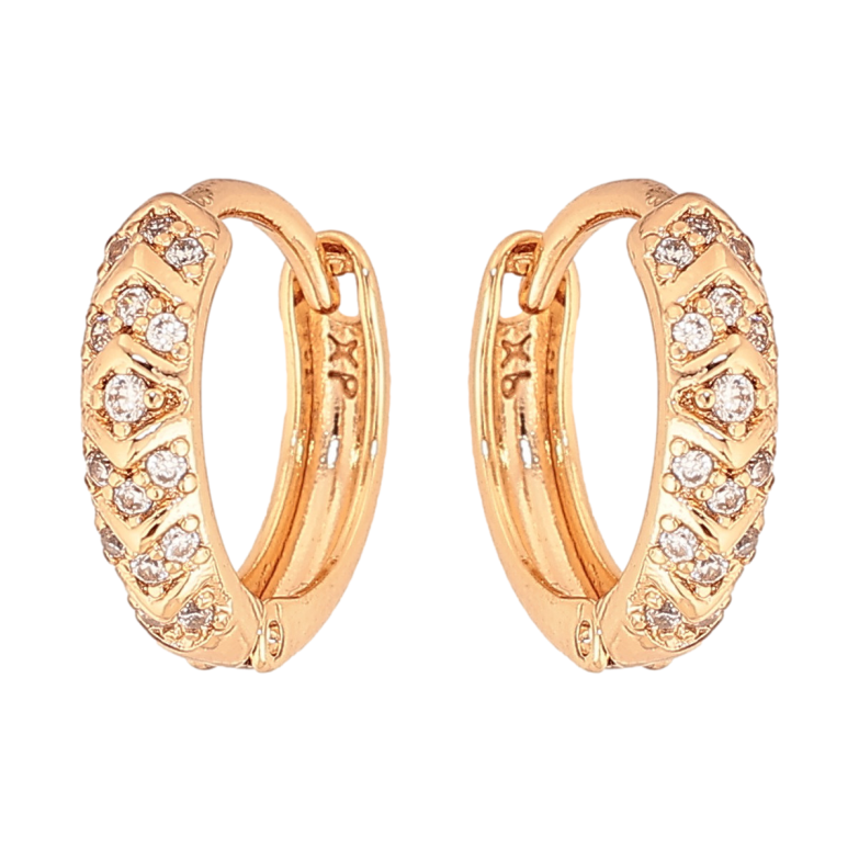 Сережки Xuping колір Позолота 18К колечка "Візерунок з кристалами" фото №1 Сережки Xuping колір Позолота 18К колечка "Візерунок з кристалами" фото №1