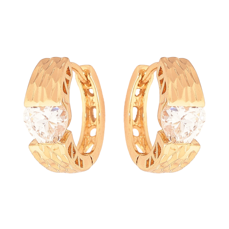 Сережки Xuping колір Позолота 18К колечка "Візерунок з кристалами" фото №8