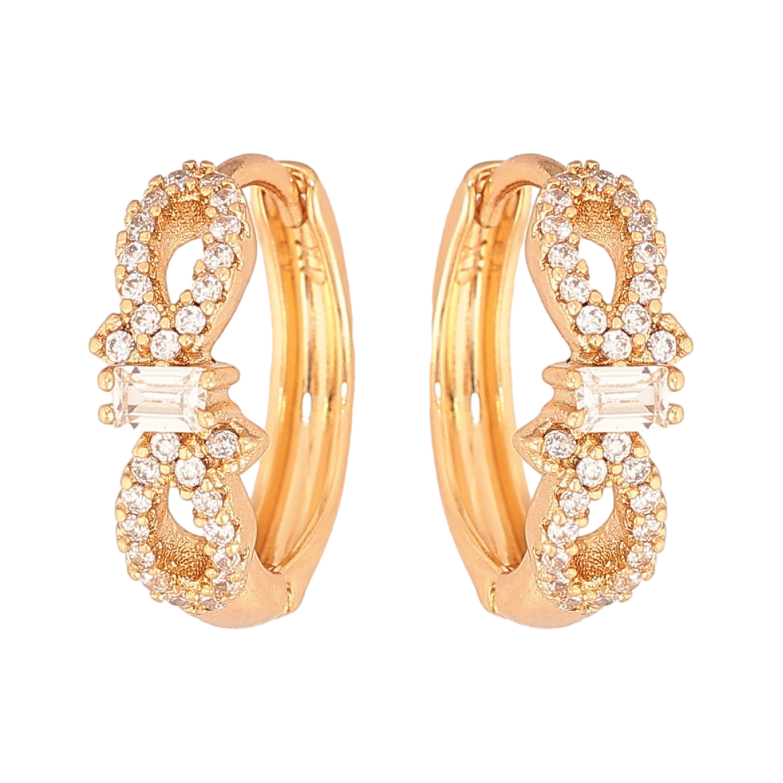 Сережки Xuping колір Позолота 18К колечка "Візерунок з кристалами" фото №2