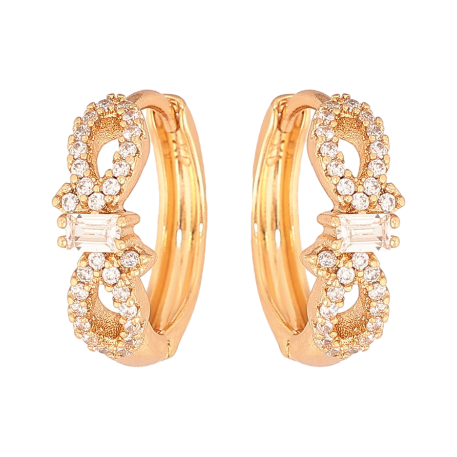 Сережки Xuping колір Позолота 18К колечка "Візерунок з кристалами" фото №1