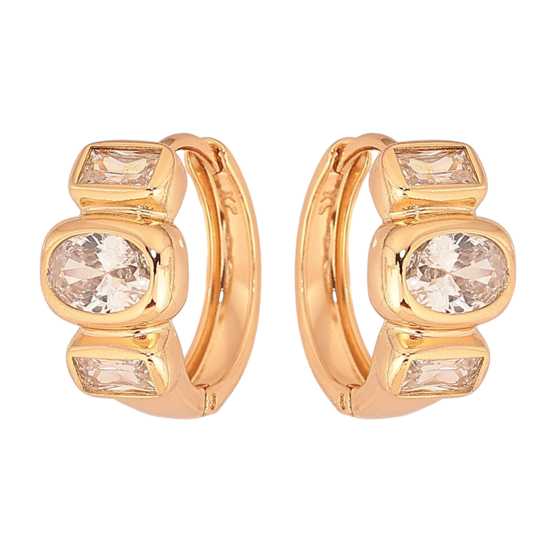 Сережки Xuping колір Позолота 18К колечка "Кристальні серця" фото №1