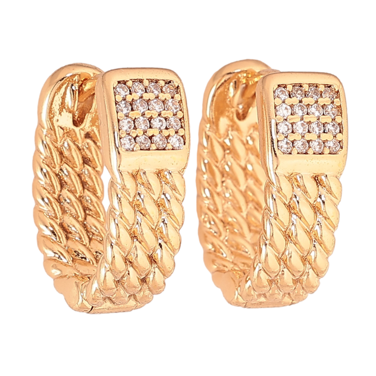 Сережки Xuping колір Позолота 18К колечка "Візерунок з кристалами" фото №18 Сережки Xuping колір Позолота 18К колечка "Візерунок з кристалами" фото №18