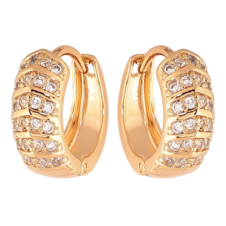 Серьги Xuping цвет Позолота 18K колечки "Инкрустация кристаллами"  фото №1