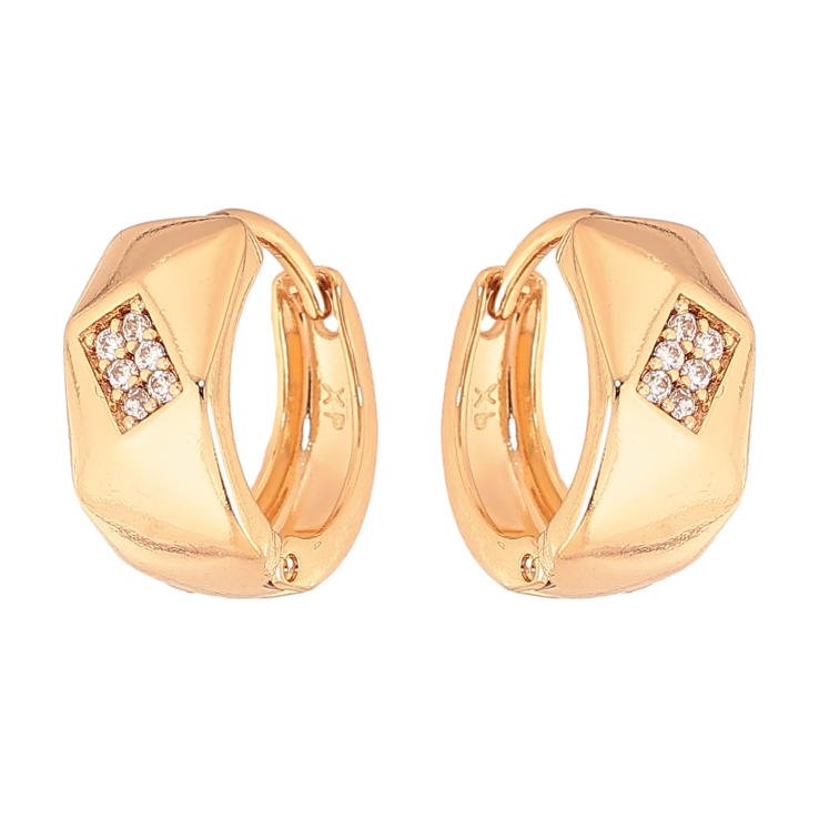 Сережки Xuping колір Позолота 18К колечка "Візерунок з кристалами" фото №8 Сережки Xuping колір Позолота 18К колечка "Візерунок з кристалами" фото №8