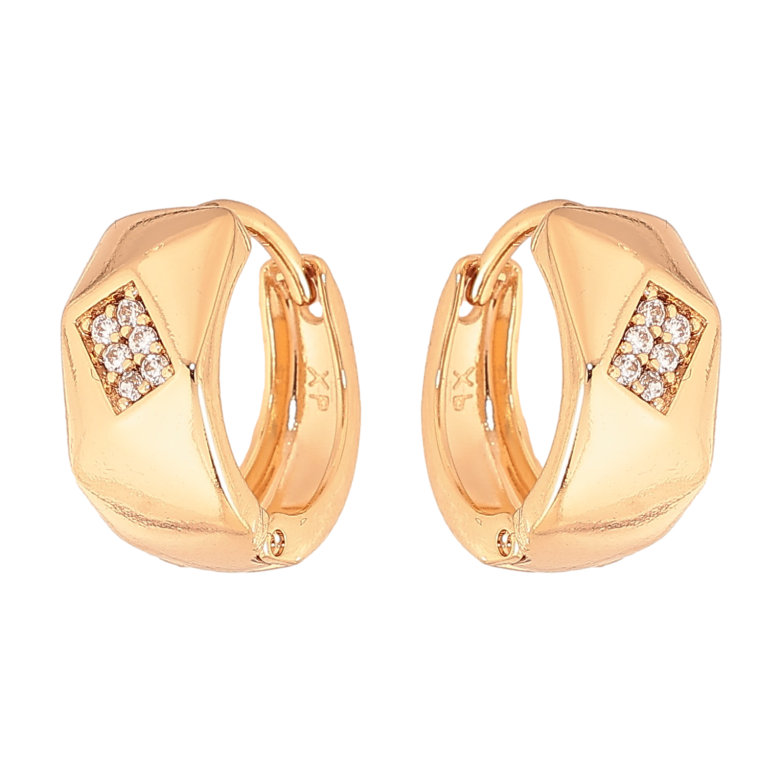 Сережки Xuping колір Позолота 18К колечка "Візерунок з кристалами" фото №1