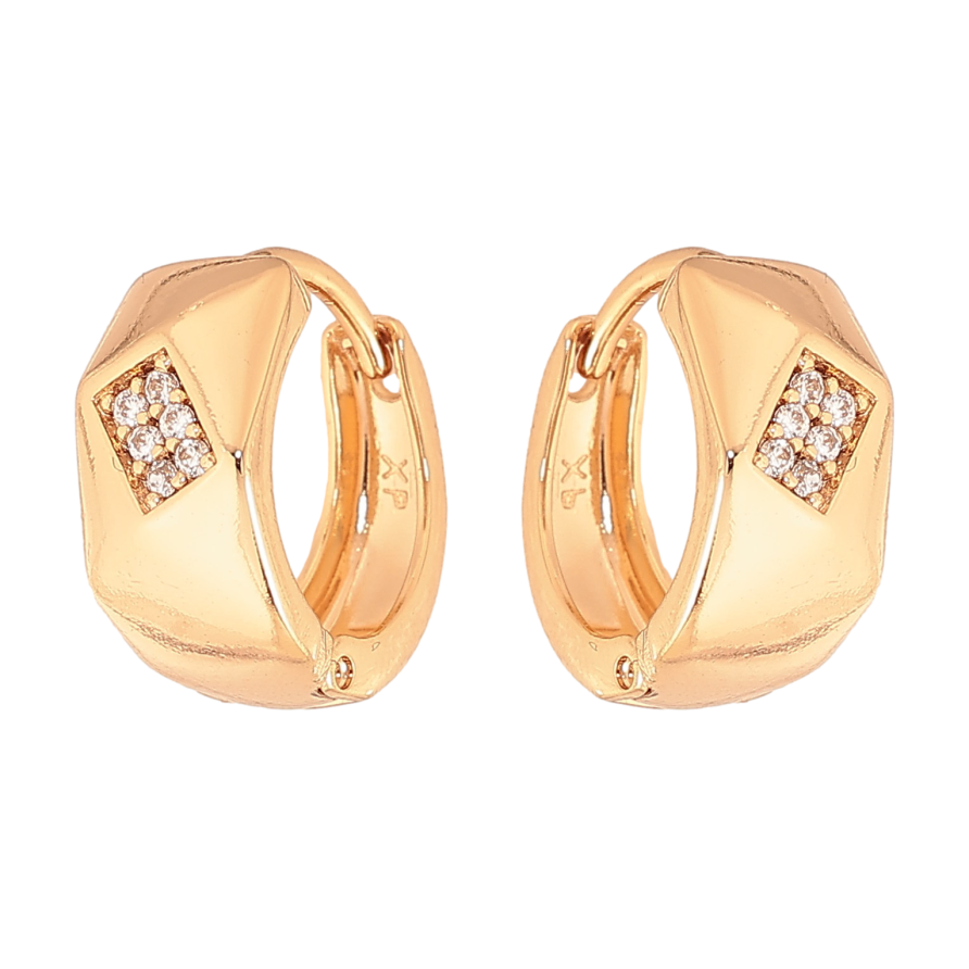 Сережки Xuping колір Позолота 18К колечка "Візерунок з кристалами" фото №1