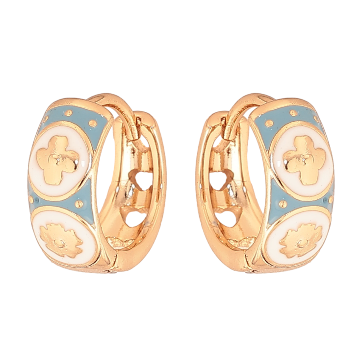 Серьги Xuping цвет Позолота 18К колечки "Цветочный узор с цветной эмалью" фото №23
