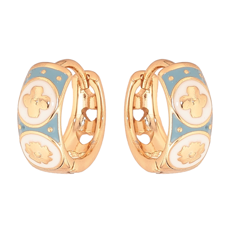 Сережки Xuping колір Позолота 18К колечка "Квітковий візерунок з кольоровою емаллю" фото №1 Сережки Xuping колір Позолота 18К колечка "Квітковий візерунок з кольоровою емаллю" фото №1
