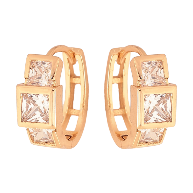 Сережки Xuping колір Позолота 18К колечка "Візерунок з кристалами" фото №23