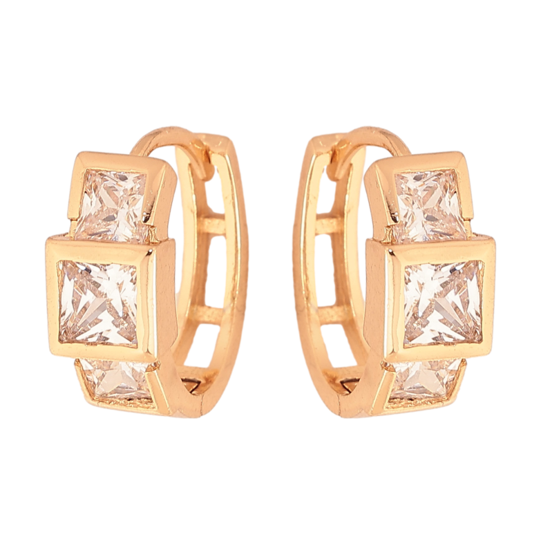 Сережки Xuping колір Позолота 18К колечка "Візерунок з кристалами" фото №6