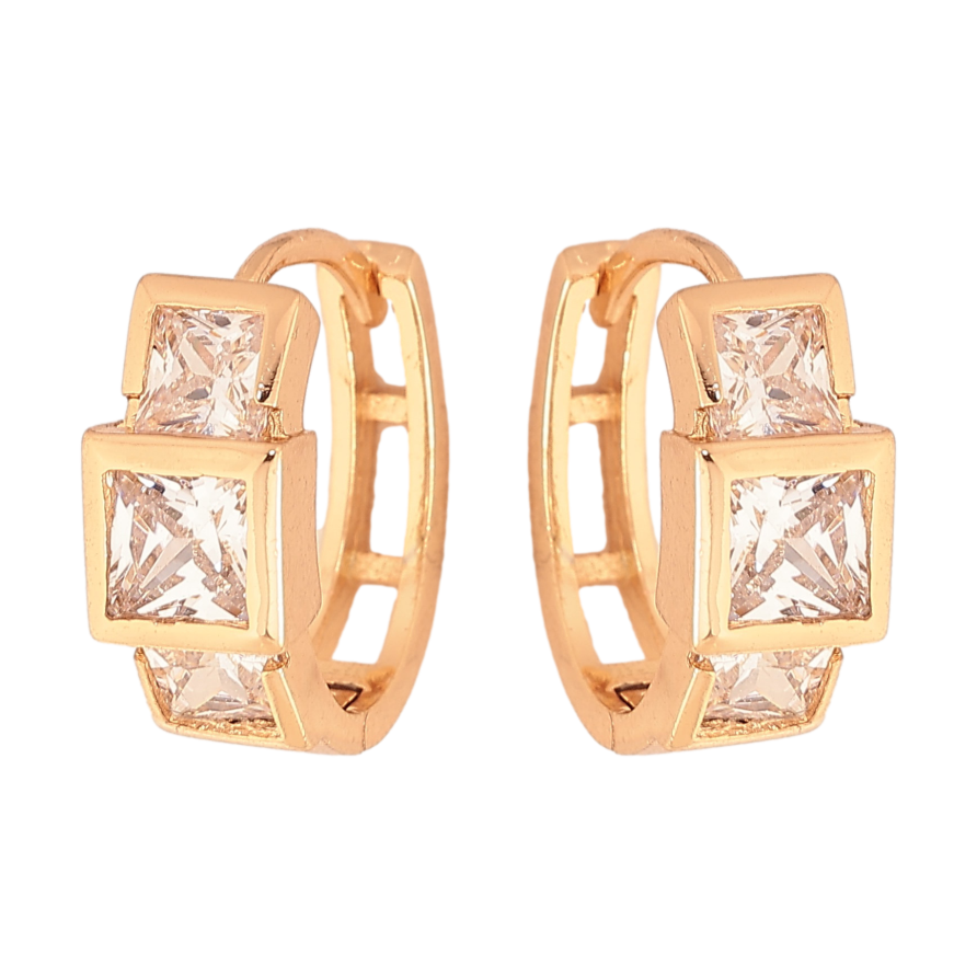 Сережки Xuping колір Позолота 18К колечка "Візерунок з кристалами" фото №1