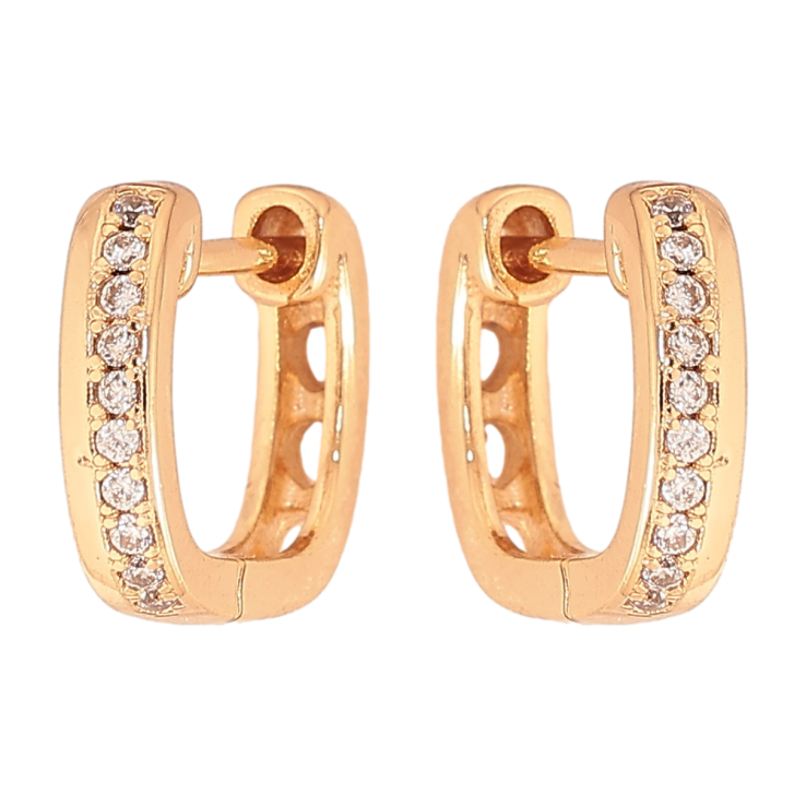 Серьги Xuping цвет Позолота 18К колечки "Дорожки кристаллов" фото №24