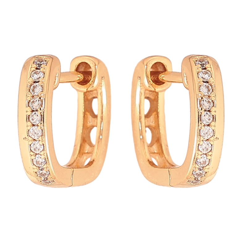 Сережки Xuping колір Позолота 18К колечка "Доріжки кристалів" фото №1