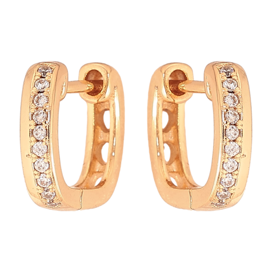 Серьги Xuping цвет Позолота 18К колечки "Дорожки кристаллов" фото №1