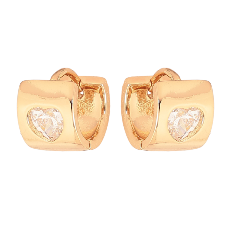 Серьги Xuping цвет Позолота 18К колечки "Узор кристальные сердечки" фото №24