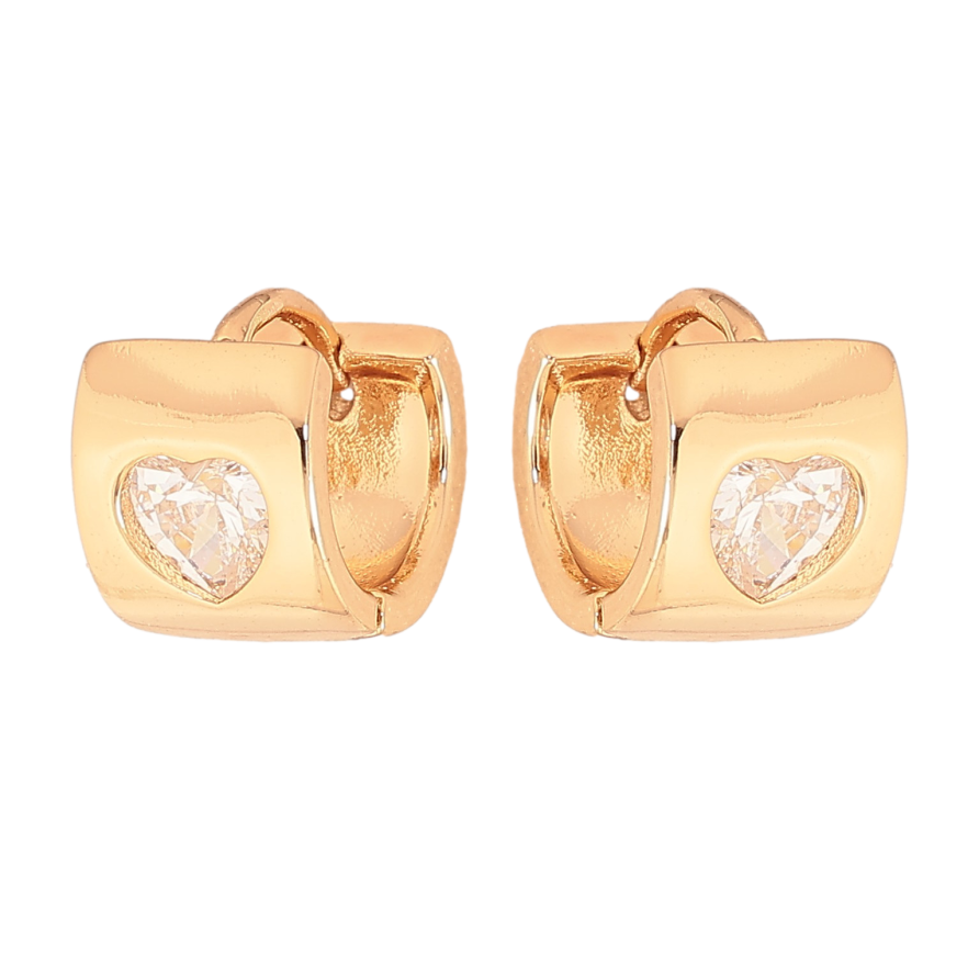 Серьги Xuping цвет Позолота 18К колечки "Узор кристальные сердечки" фото №1