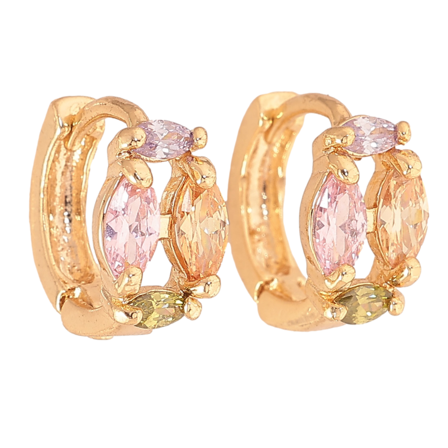 Сережки Xuping колір Позолота 18К колечка "Візерунок з різнокольоровими кристалами" фото №1 Сережки Xuping колір Позолота 18К колечка "Візерунок з різнокольоровими кристалами" фото №1