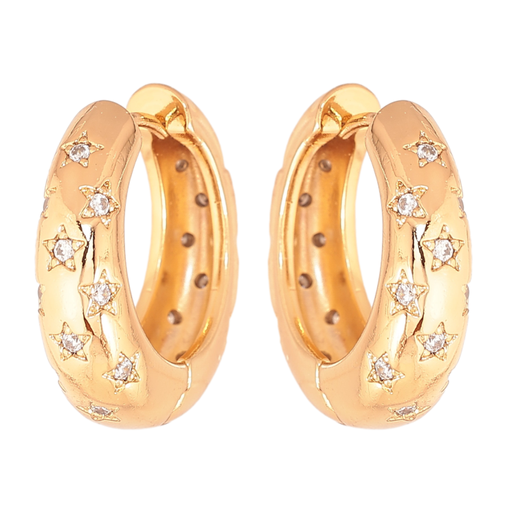 Сережки Xuping колір Позолота 18К колечка "Візерунок з кристалами" фото №5