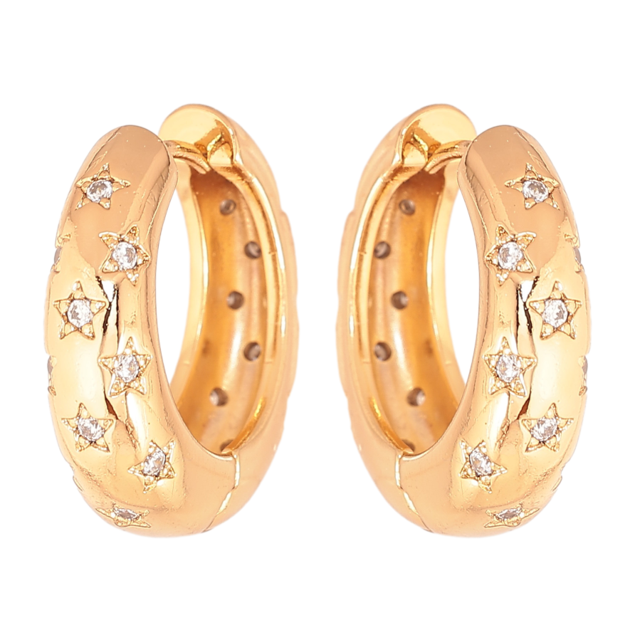 Сережки Xuping колір Позолота 18К колечка "Візерунок з кристалами" фото №1