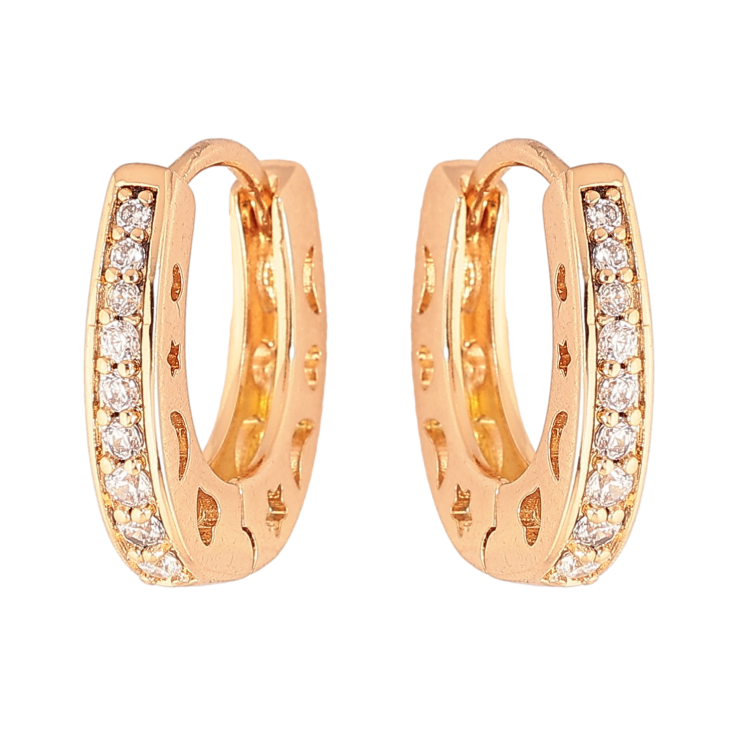 Сережки Xuping колір Позолота 18К колечка "Доріжки кристалів" фото №19