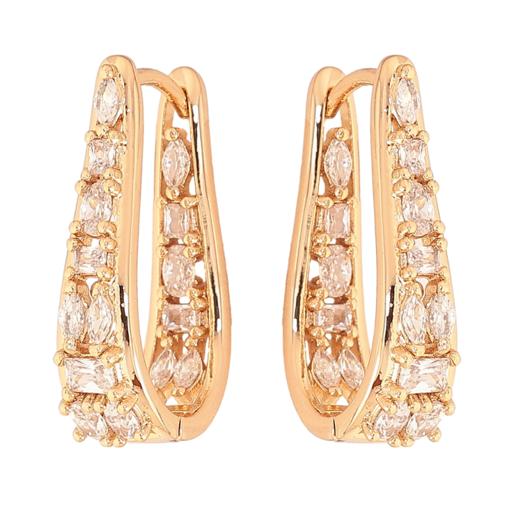 Серьги Xuping цвет Позолота 18К колечки "Инкрустация кристаллами" фото №14