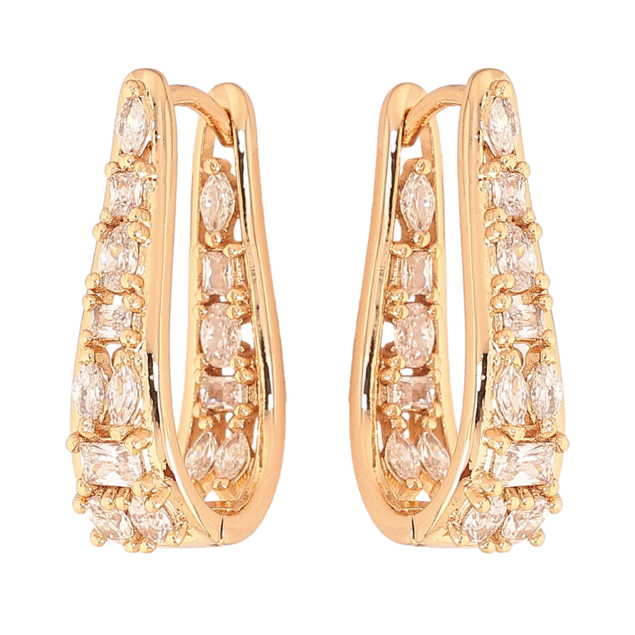 Серьги Xuping цвет Позолота 18К колечки "Инкрустация кристаллами" фото №1