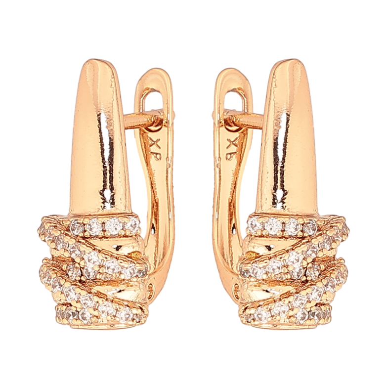 Серьги Xuping цвет Позолота 18К английський замок "Узор с кристаллами" фото №1