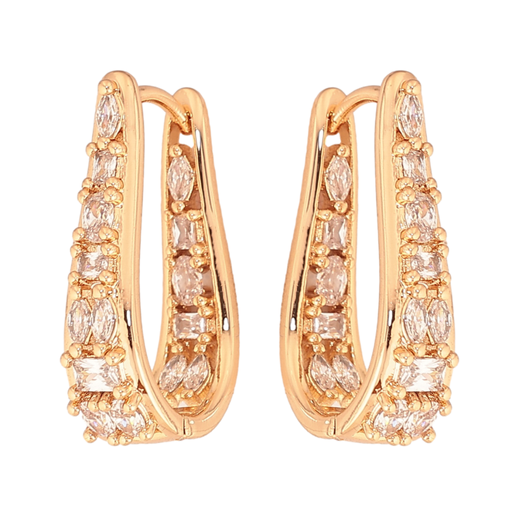 Серьги Xuping цвет Позолота 18К колечки "Инкрустация кристаллами" фото №2