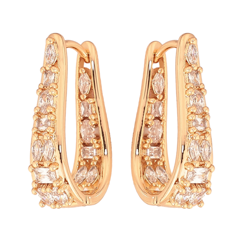 Сережки Xuping колір Позолота 18К колечка "Інкрустація кристалами" фото №1