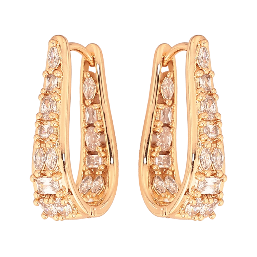 Серьги Xuping цвет Позолота 18К колечки "Инкрустация кристаллами" фото №1 Серьги Xuping цвет Позолота 18К колечки "Инкрустация кристаллами" фото №1