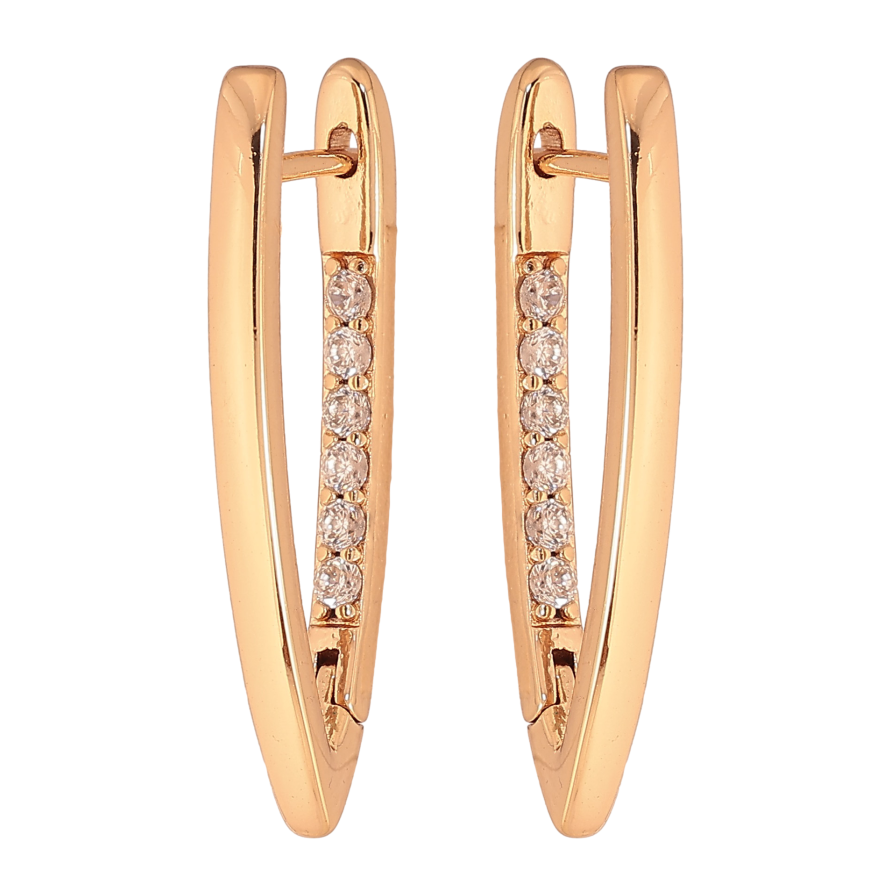 Серьги Xuping цвет Позолота 18К английський замок "Скобы с кристаллами" фото №1