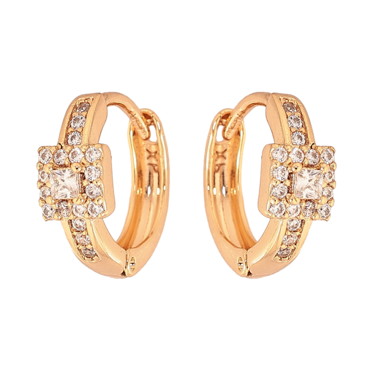 Сережки Xuping колір Позолота 18К колечка "Візерунок з кристалами" фото №23