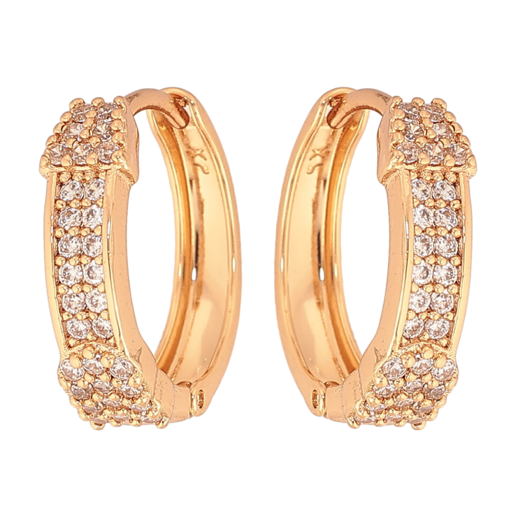 Серьги Xuping цвет Позолота 18К колечки "Инкрустация кристаллами" фото №2