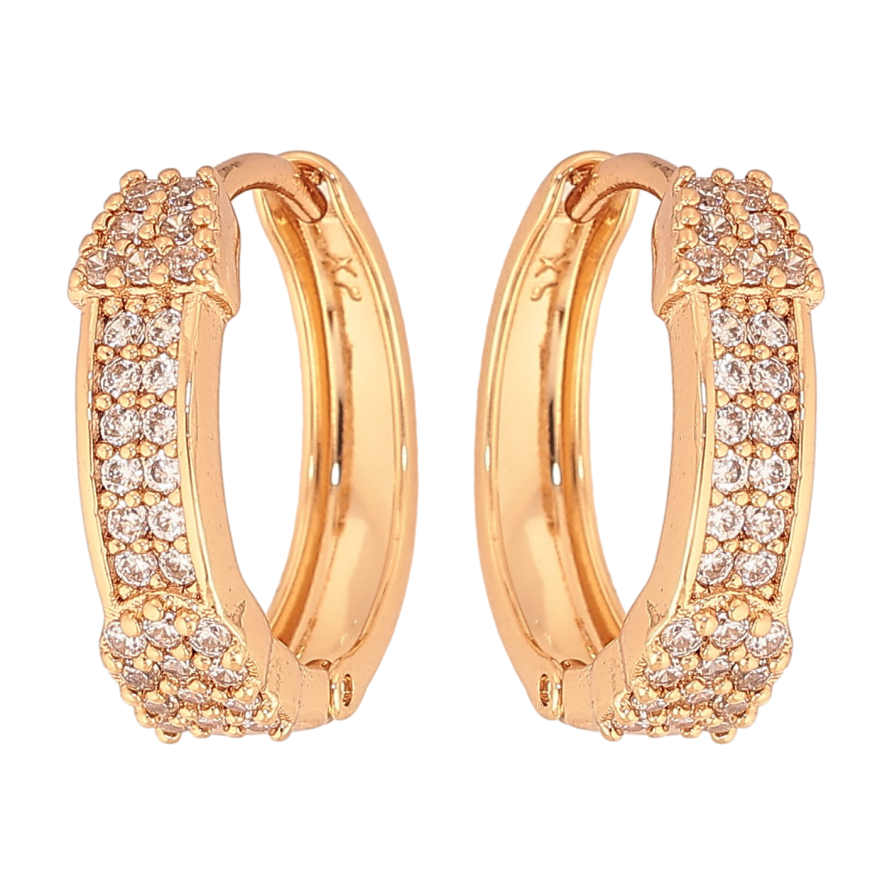 Серьги Xuping цвет Позолота 18К колечки "Инкрустация кристаллами" фото №1