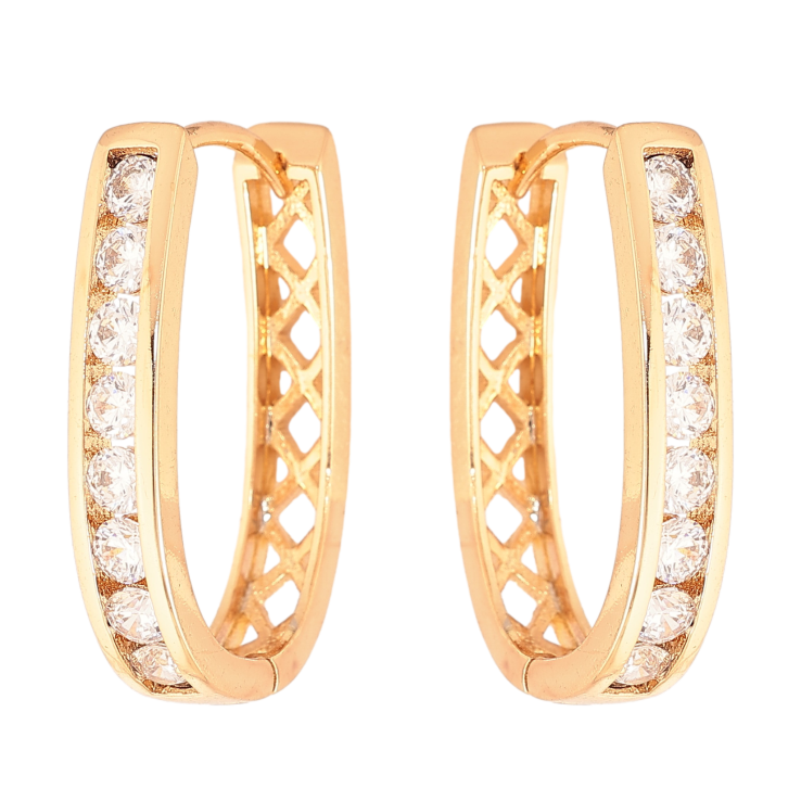 Сережки Xuping колір Позолота 18К колечка "Доріжки кристалів" фото №6