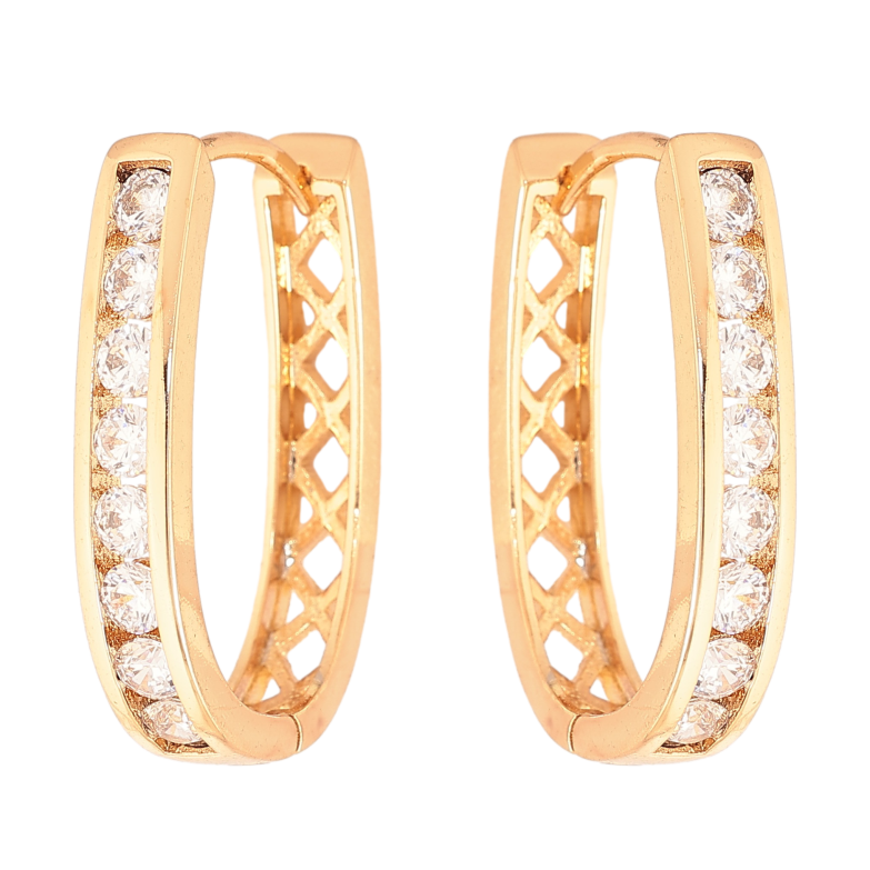 Сережки Xuping колір Позолота 18К колечка "Доріжки кристалів" фото №1