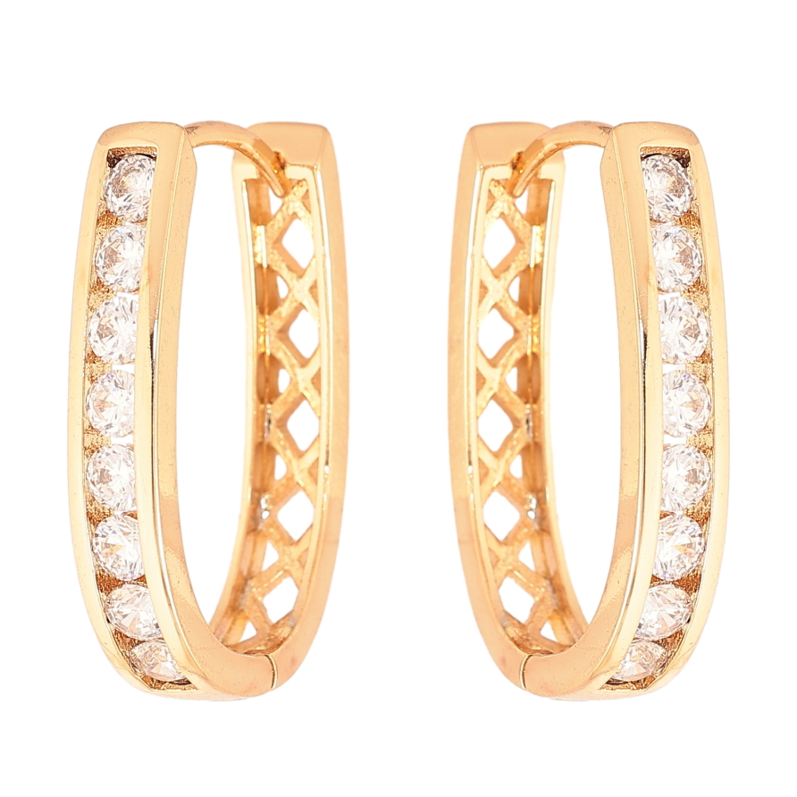 Сережки Xuping колір Позолота 18К колечка "Доріжки кристалів" фото №1