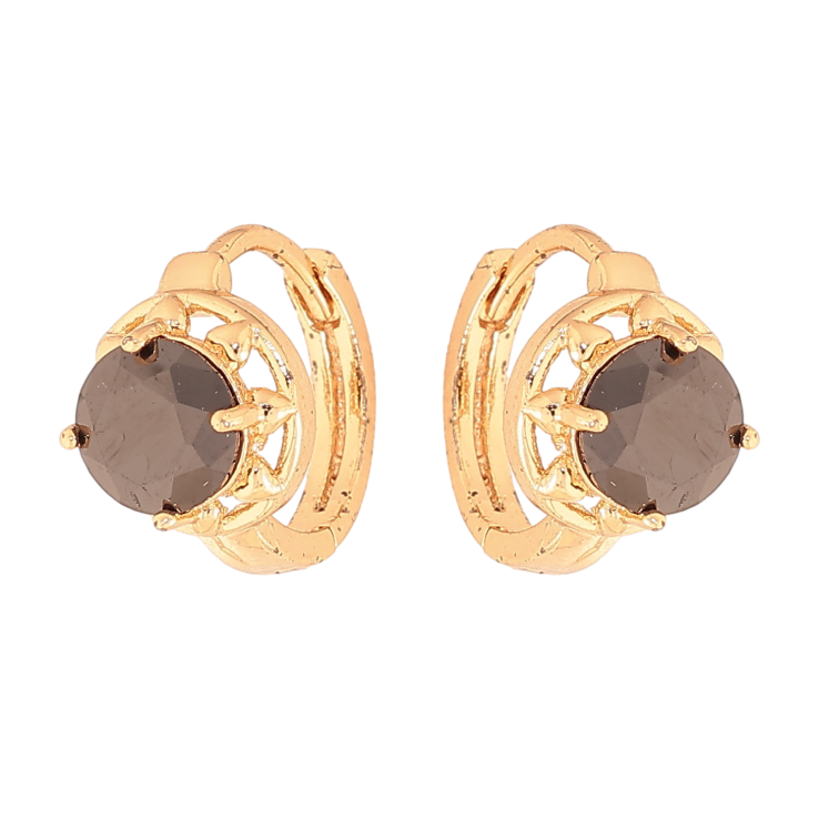 Серьги Xuping цвет Позолота 18К колечки "Узор с черными кристаллами" фото №25