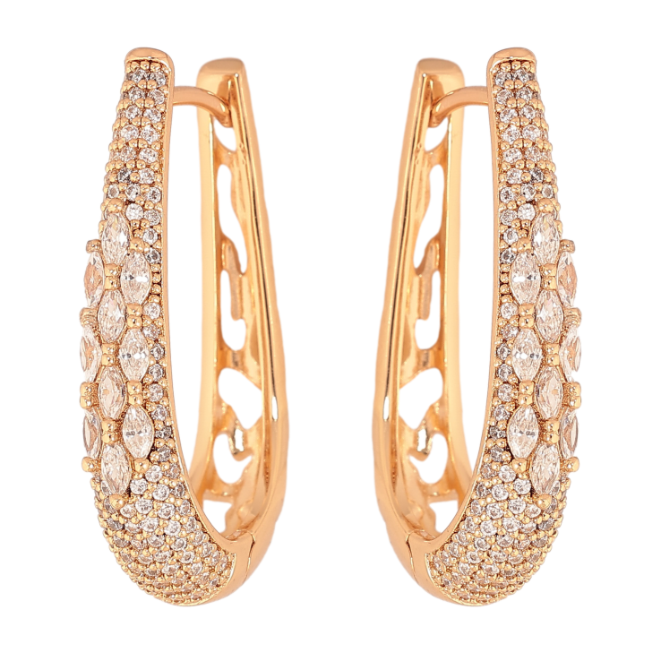 Серьги Xuping цвет Позолота 18K колечки "Узор с инкрустацией кристаллами" фото №14