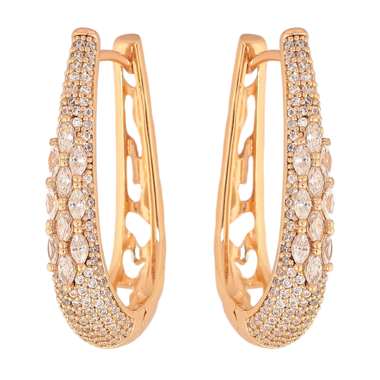 Серьги Xuping цвет Позолота 18K колечки "Узор с инкрустацией кристаллами" фото №1