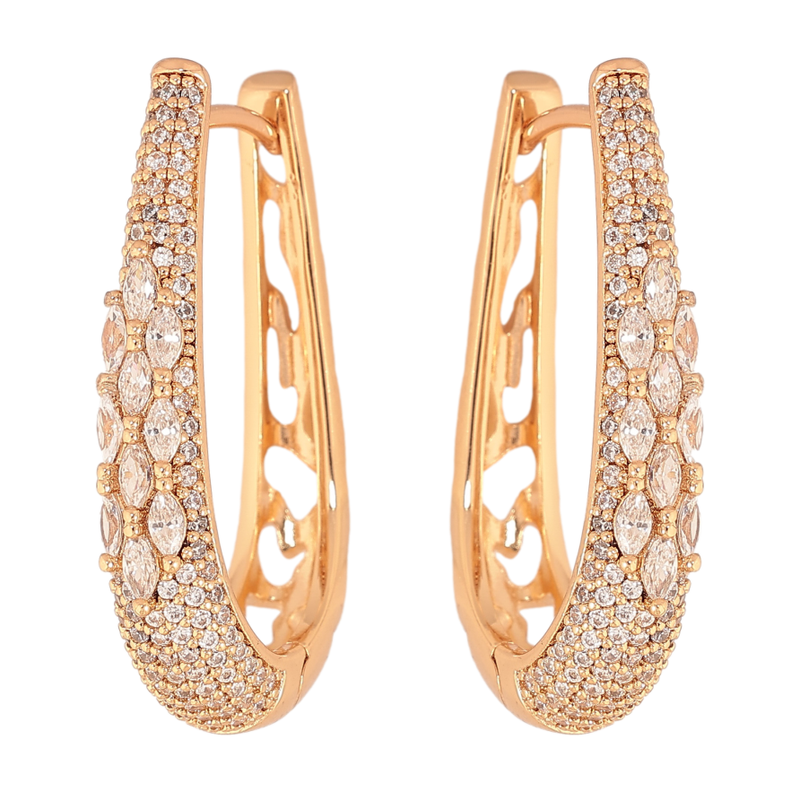 Серьги Xuping цвет Позолота 18K колечки "Узор с инкрустацией кристаллами" фото №1 Серьги Xuping цвет Позолота 18K колечки "Узор с инкрустацией кристаллами" фото №1