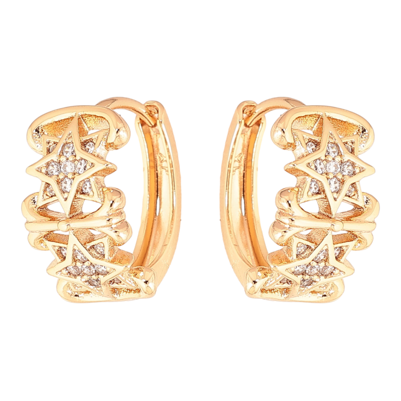 Серьги Xuping цвет Позолота 18K колечки "Узор с кристаллами" фото №1