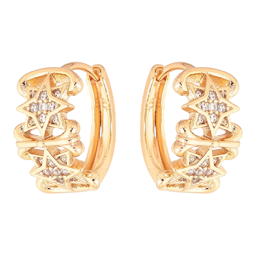 Сережки Xuping колір Позолота 18K колечка "Візерунок з кристалами" фото №1