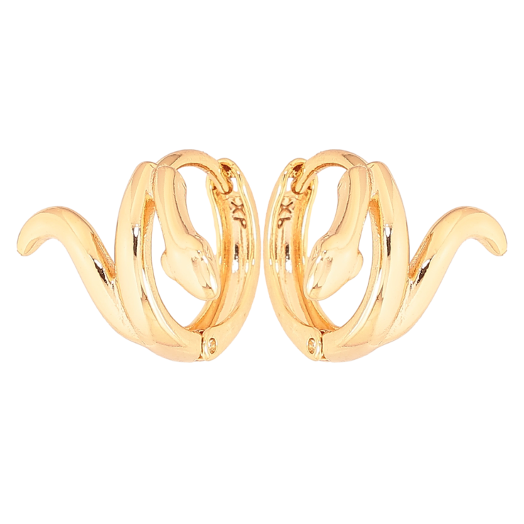 Серьги Xuping цвет Позолота 18К колечки "Змеи" фото №11