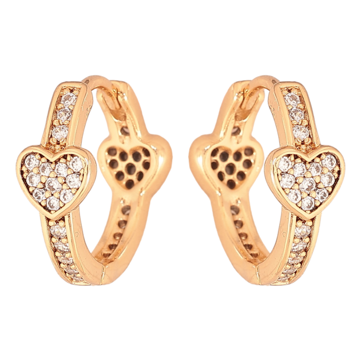 Серьги Xuping цвет Позолота 18К колечки "Сердечки с кристаллами" фото №23